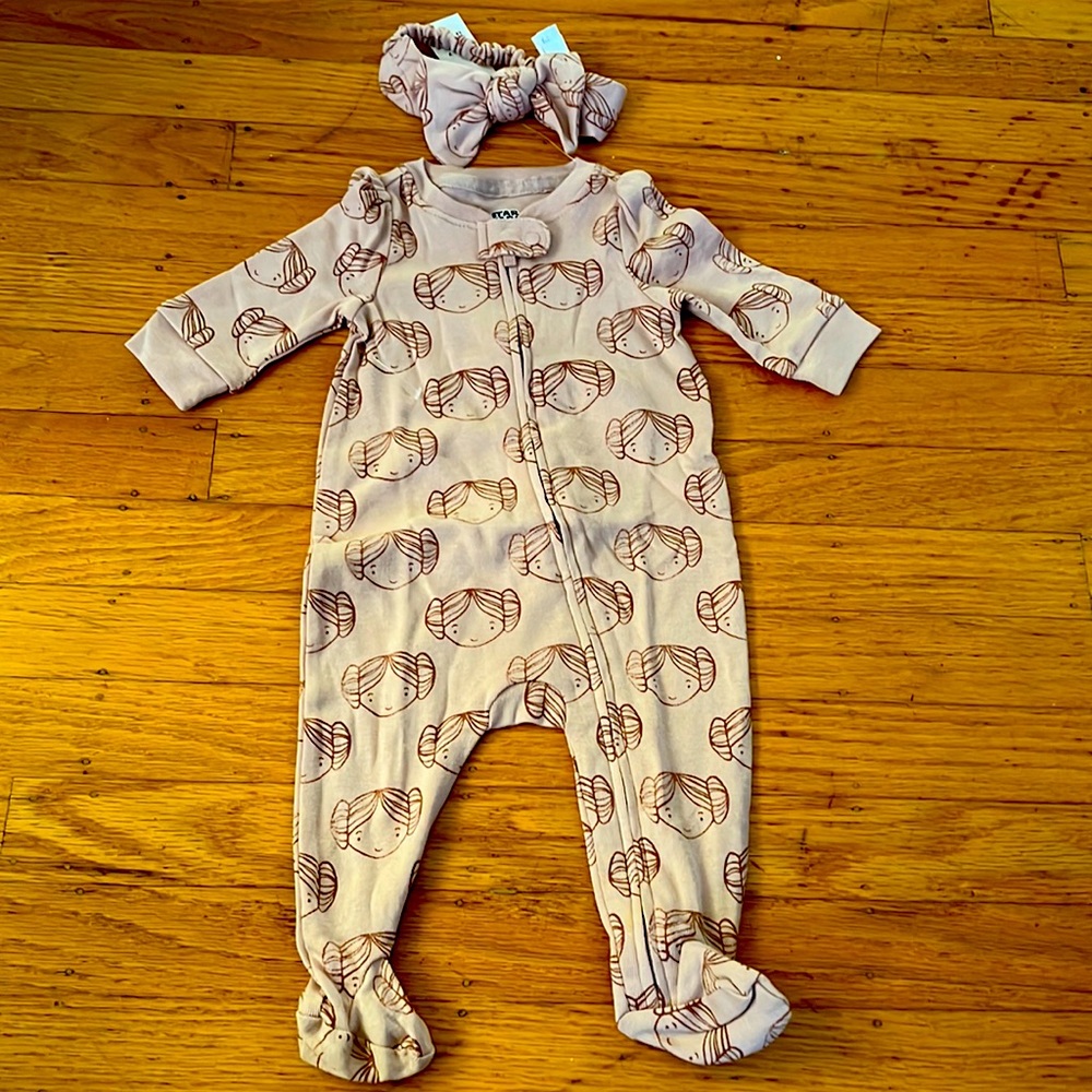 NWT Princess Leah Onesie with Matching Bow Size 0-3M and 3-6M! - Picture 4 of 8
